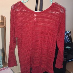 Long sleeve sweater - red with back stitching
